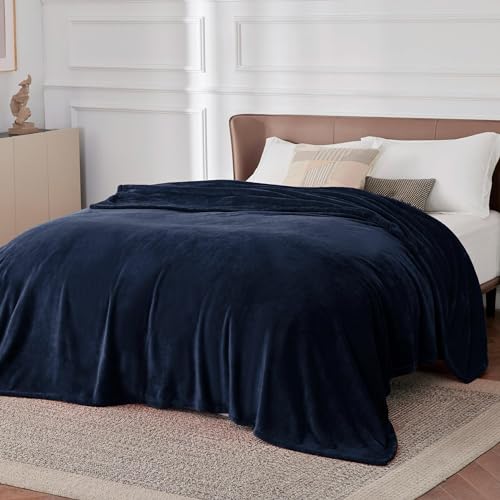 Bedsure GentleSoft Fleece Blanket - Full Size Navy, 84x90 inches