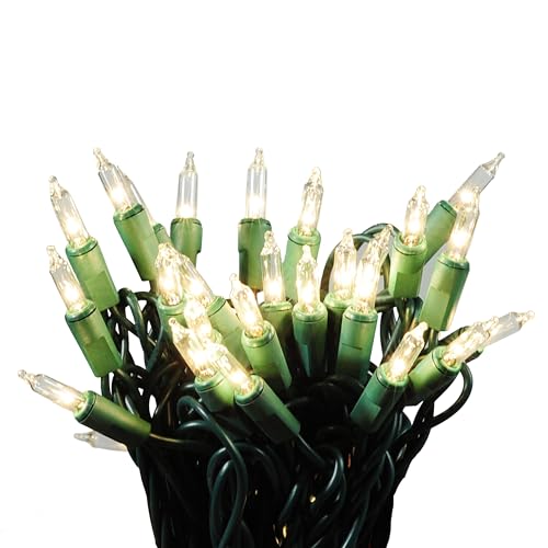 50-Count Clear Christmas String Lights with Connectable Green Wire