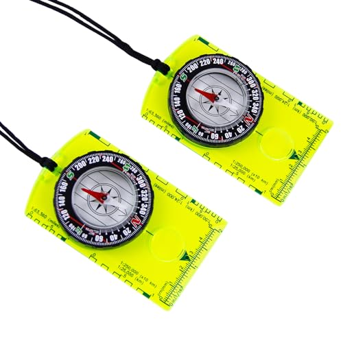 2 Pieces Orienteering Compass, Superior Hiking Survival Compass for Kids, Hiking Backpacking Compass Scouts Navigation Compass Waterproof Map Reading Compass for Outdoor Camping, ?Green
