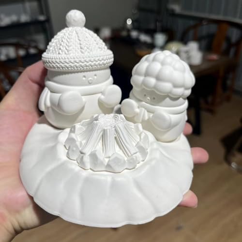 Snowman and Bonfire Silicone Candle Molds - 4 Pieces for DIY Candle, Resin, Soap, Clay Crafts