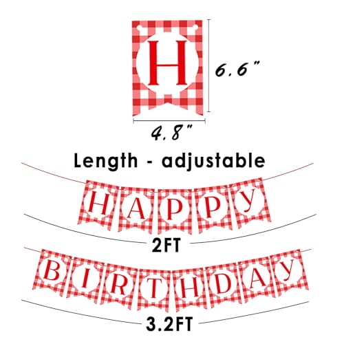 Red and White Checkered Happy Birthday Banner - Premium Cardstock Decor