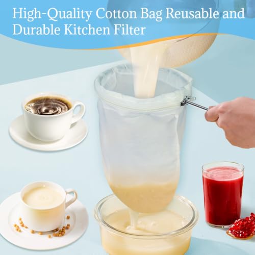 White 3-Pack Fine Mesh Strainer Bags with Steel Handle - Reusable Food Filter