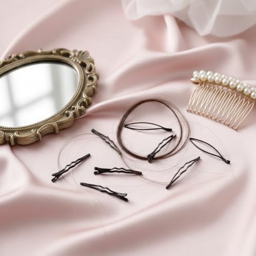 Black Mini Bobby Pins Set - 12 Pack Invisible Hair Styling Clips