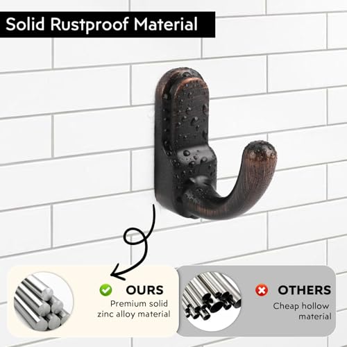 Metaliby Oil Rubbed Bronze Towel Hooks, Wall Mounted Robe Hooks - 2 Pack