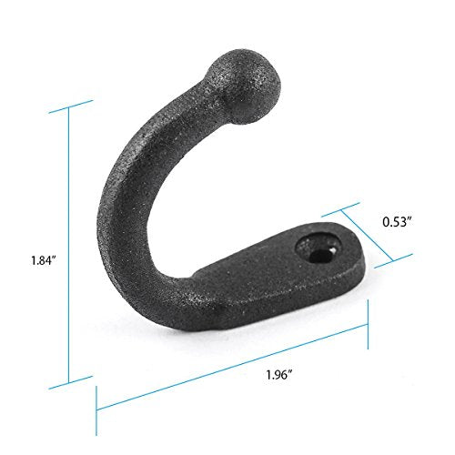 Renovators Supply Wrought Iron Single Wall Hook - Black Powder Coat (1 Pack)