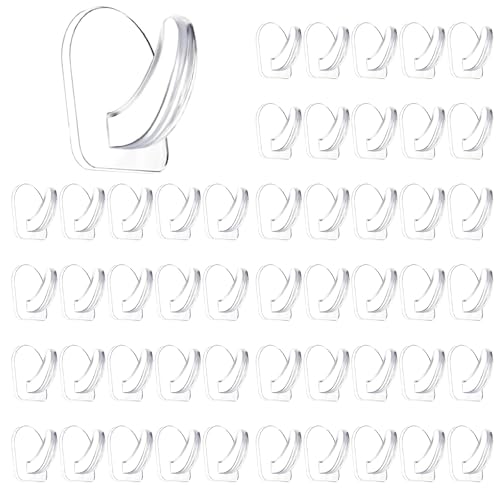 IAXSEE 50PCS Clear Adhesive Hooks No Damage Seamless Wall Hangers for Kitchen Bathroom Bedroom Office