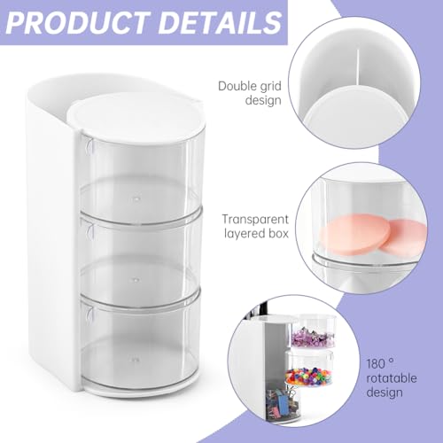 Rotatable 3-Layer Hair Accessories Organizer with Brush Holder