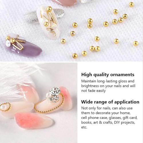 Bellecrey Gold Nail Beads Caviar Mini Steel Charms Assorted Sizes 12 Grids