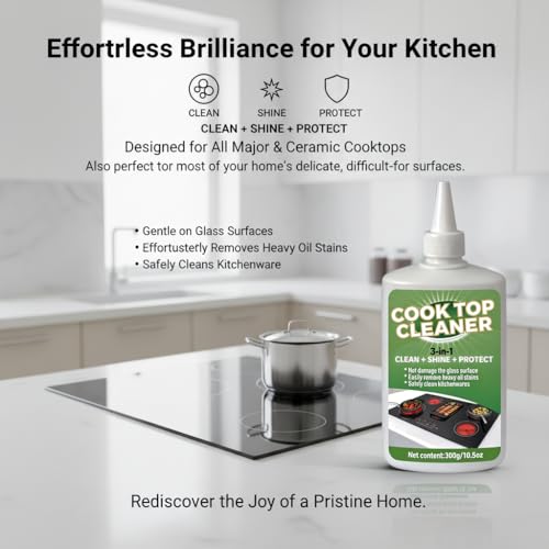 GVHHOL Glass Cooktop Cleaner Kit 300g - 3-in-1 Grease Remover