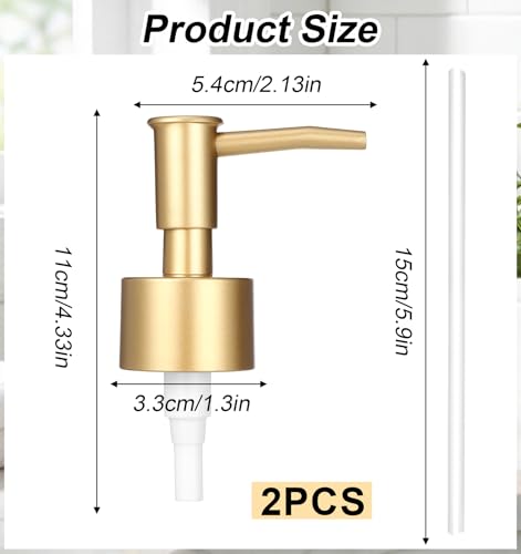 Gold Soap Dispenser Pump - 2 Pack, Fits 28/400 Bottles