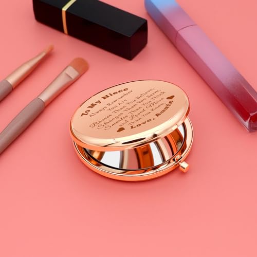 Niece Compact Mirror - Inspirational Makeup Gift for Niece from Aunt