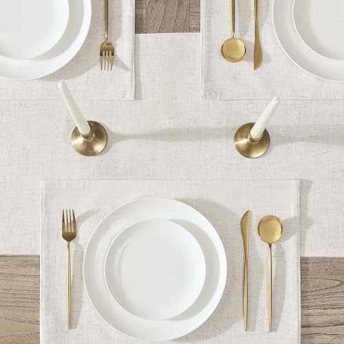 Laura Ashley Dothan Luxury Linen Blend Tablecloth for Formal Dining, Holiday, Wedding or Party, 16" x 90" Runner, Taupe