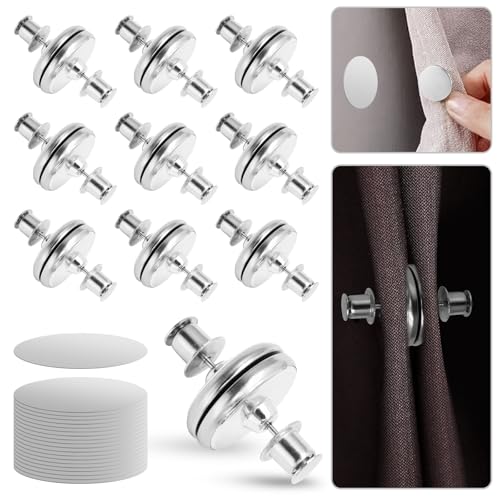 10 Pairs Magnetic Curtain Closure Clips - Strong Hidden Zinc Alloy Magnets