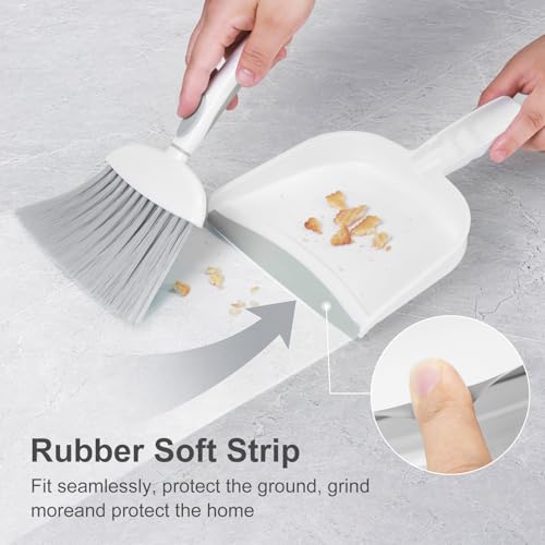 NACENA Mini Dust Pan and Brush Set, Grey White, Ultra Thin Design
