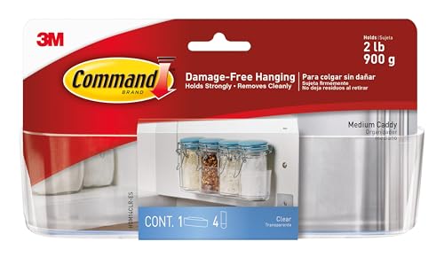 Command Clear Medium Caddy with 4 Clear Strips - Transparent