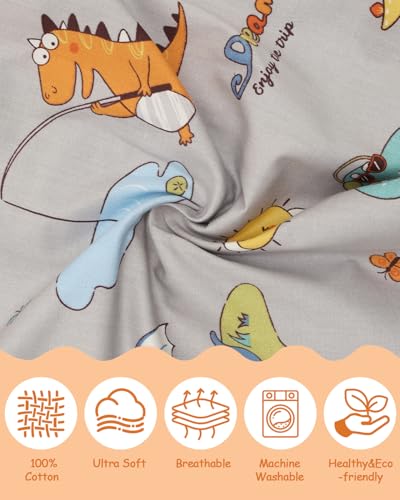 ALVABABY Toddler Pillowcases 13x18, Soft Cotton Dinosaur & Animal Print (2 Pack)