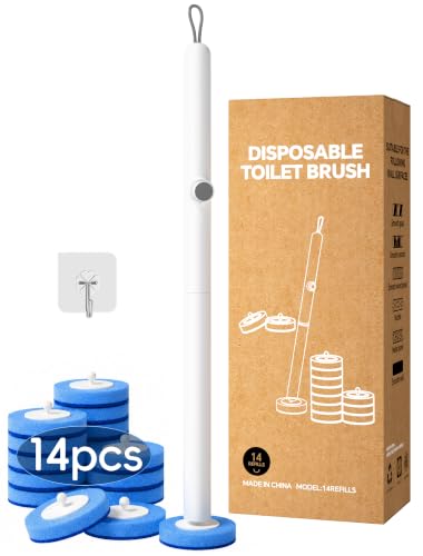 Toilet Brush Wand Kit with 14 Disposable Refill Heads