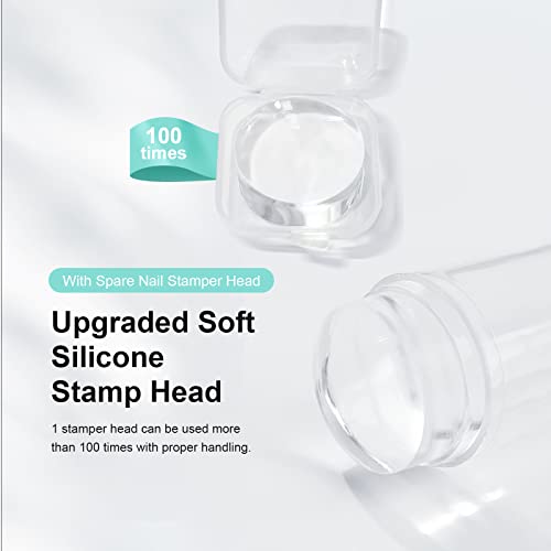 Clear Jelly Nail Art Stamper with Acrylic Scraper and Spare Head Kit