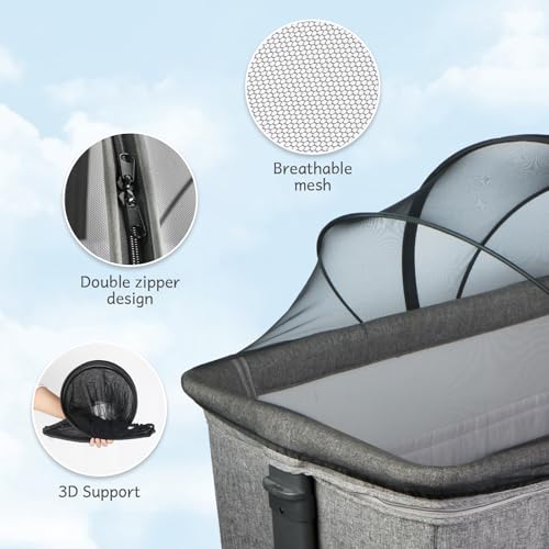 BEBONO Black Bassinet Mosquito Net Cover with Storage Bag - M Size