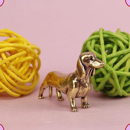 Mokuanza Solid Brass Dachshund Figurine - Vintage Desk Dog Ornament