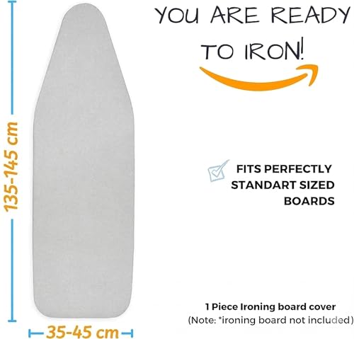 SAVUK Silver Ironing Board Cover with Pad - 15x54 Inch, Heat Reflective & Scorch Resistant