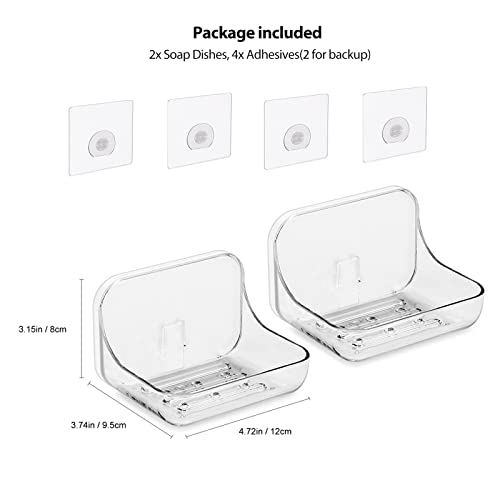 Ettori Adhesive Soap Dish Holder for Shower and Kitchen – 2 Pack