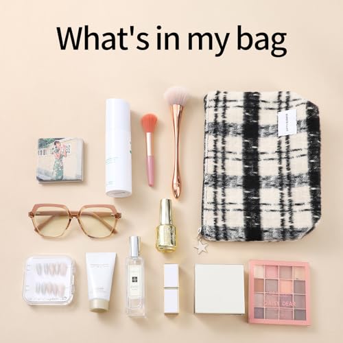 Savvy Harbor Checkered Makeup Bag & Travel Toiletry Pouch