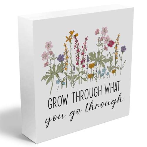 Motivational Wood Box Sign 5x5 Rustic Farmhouse Desk Decor