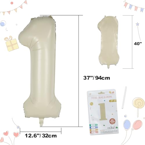 CARGEN 40-Inch Creamy White Number 1 Balloon for Parties