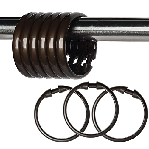 O-Shaped Plastic Shower Curtain Rings - 12 Pcs Bronze Hooks