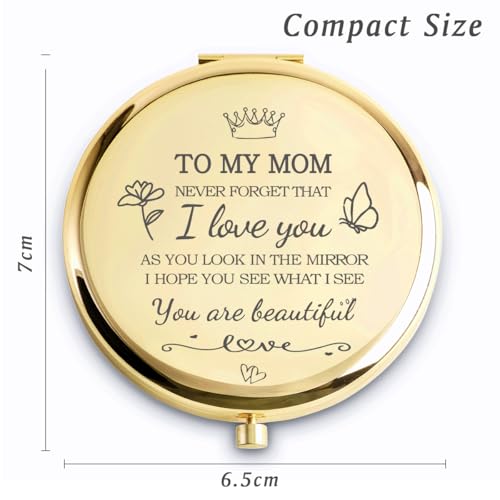 Personalized Compact Mirror for Mom Custom Engraved Metal Pocket Mirror