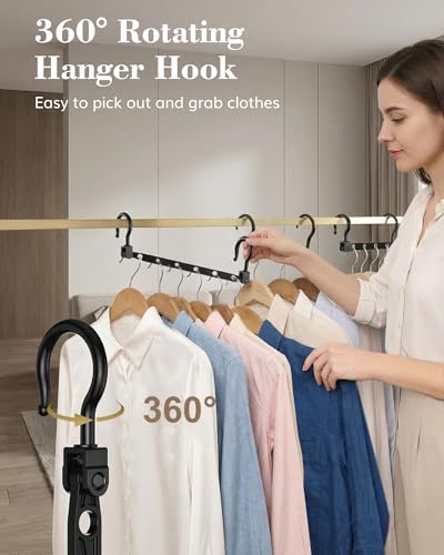 Latoxcaa Space Saving Hangers, 8 Pcs for 48 Clothes - Black