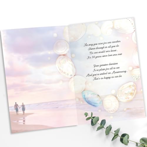30th Wedding Anniversary Card for Couples - Elegant Pearl Design