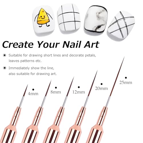 Ycyan 7-Piece Nail Art Brush Set - Liner and Clean Up Brushes