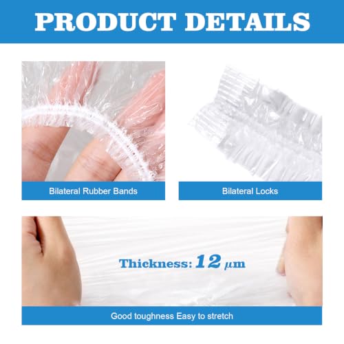 Lagincig 100PCS Disposable Shower Caps for Long Hair Waterproof Plastic