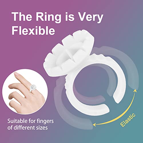 Burboeiy 100PCS Lash Rings for Eyelash Extensions - Adjustable Glue Cups
