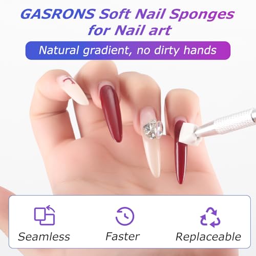GASRONS Soft Nail Sponges 150PCS with Grabbing Pen and Brush for Ombre