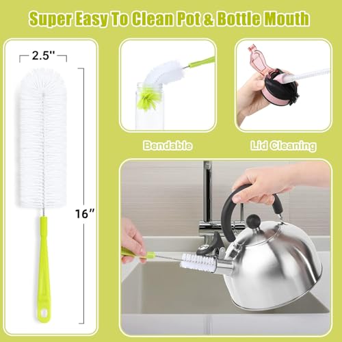 HIWARE Bottle Cleaning Brush Set - 5 Pack for Beer & Sports Bottles