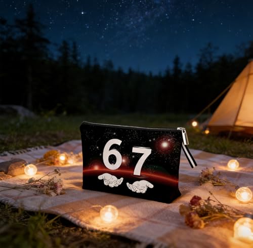 Starry Sky 67 Meme Makeup Bag Waterproof Cosmetic Pouch with Lanyard