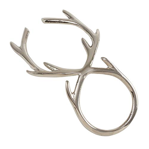 Set of 4 Silver Antler Napkin Rings - Holiday Table Decor