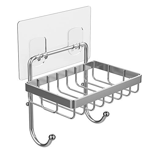 ODesign Stainless Steel Wall-Mounted Soap Holder with Two Hooks