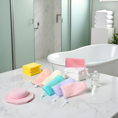 6-Pack Exfoliating Mesh Soap Pouch Bubble Foam Net Bag for Shower