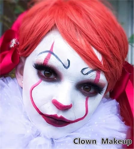 Go Ho Clown White Face Paint - Water Based Cream Makeup for Halloween SFX