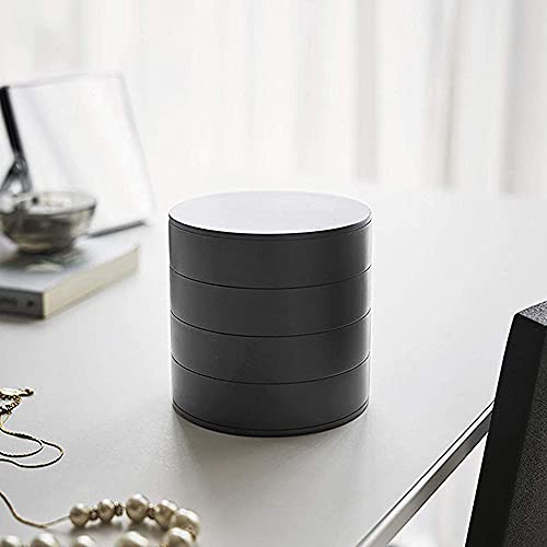 Black 4-Layer Rotating Jewelry Organizer Box for Women Travel Storage