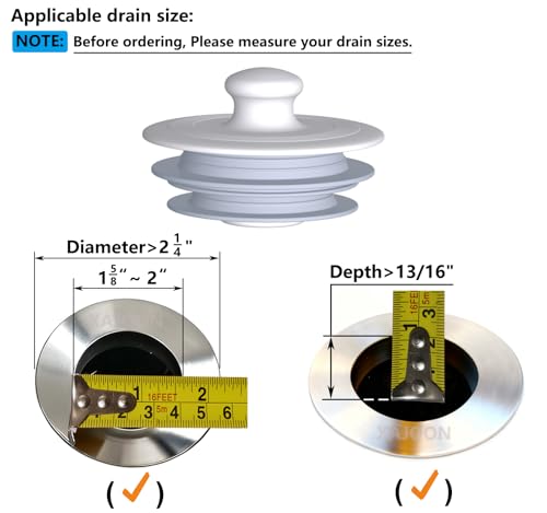 XAJOON Silicone Bathtub Drain Stopper with Patented Design - Gray