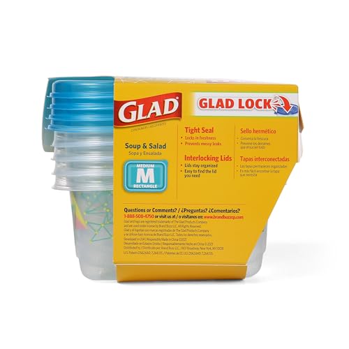 Glad GladWare Design Series Medium Rectangle Food Containers, 24 Oz, 4 Count