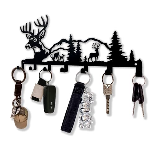 Deer Metal Key Holder for Wall - 7-Hook Decorative Entryway Key Organizer