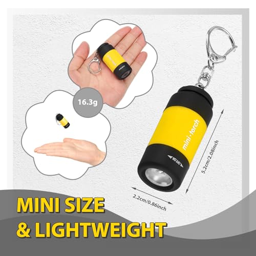 3-Pack Small Keychain Flashlights, LED Pocket Keychain Light with White Light, Waterproof USB Rechargeable Mini Flashlights in Bulk for Kids and Adults Emergency, Camping, Night Reading