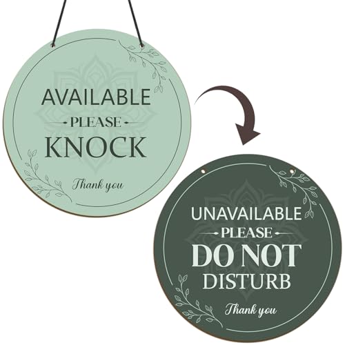 White & Green Do Not Disturb Sign - Please Knock Hanger Plaque, Polite Door Sign for Office & Home