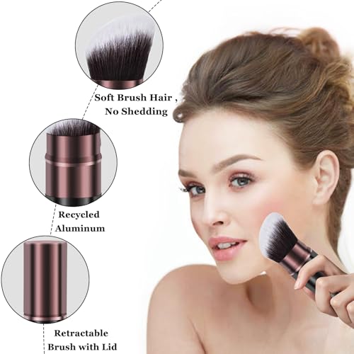 Keriloo Retractable Kabuki Makeup Brush for Foundation and Powder